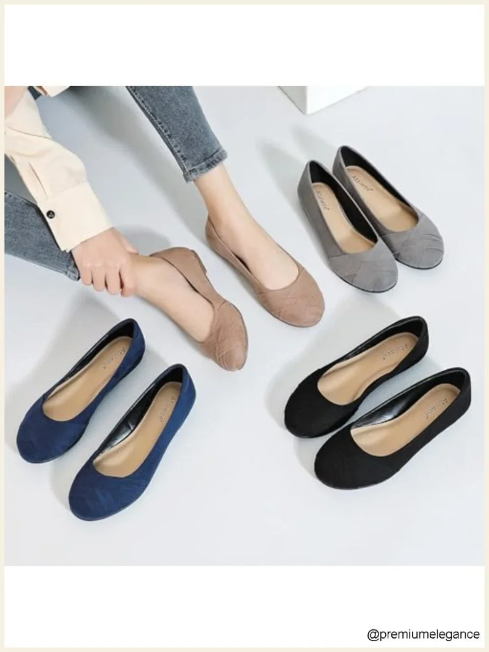 Comfortable Wide Width Ballet Flats - Lightweight Round Toe Slip-On Walking